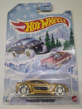 Torque Twister Hot Wheels 2020 Holiday Snow Card 5/6 Gold Diecast